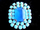 Xl Magnificent Czech Vintage Style Glass Rhinestone Button Turquoise W c Frosted