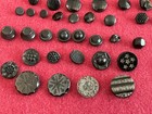 Lot Of Antique Victorian And Vtg Black Glass Buttons   Garment Embellishments