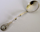 6 25 Inch Beautiful Arts   Crafts Sterling Silver Mother Of Pearl Spoon 1971