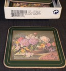 Vintage Pimpernel Flower Baskets Coasters Set Of 5 Cork Back Floral Green 9509