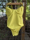 True Deadstock 90s Sun Blush Canary Yellow One-piece Swimsuit     Made In Usa