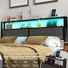 Bed Frame Full queen king Size Bed With 2-tier Storage And Led Lights Headboard