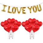 18 Pcs Valentines Balloons  16 Inch I Love You Balloons Banners  Red Heart 