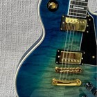 Custom Shop Lp Blue Big Flower Electric Guitar Mahogany Body Rosewood Fretboard