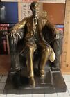 Lincoln In The Chair Bookends Authentic Daniel Chester French Bronze Antique 1