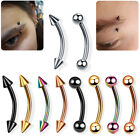6pcs Surgical Steel Curved Barbell Eyebrow Rings Daith Rook Earring Piercing 16g