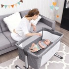 Portable Baby Bed Side Sleeper Infant Travel Bassinet Crib W carrying Bag Grey