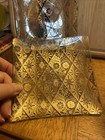 Two Vintage Mid Century Gold Pattern Bent Glass Serving Trinket Dishes