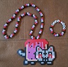 Lot Of 2 Kandi Perler Beads Evil Nyan Cat Necklace   Bracelet Set Rave Edm-new