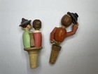 Set Of 2 Vintage Anri Mechanical Cork Stoppers - Kissing Couple   Hat Tipper