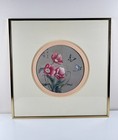 Vintage Chinese Butterfly Floral Wall Art Pair Gold Framed Panels