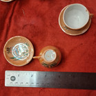Vtg  Lusterware Miniature Tea Set Made In Japan 13 Pcs Peach Iridescent Flower