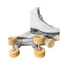 Vintage White Roller Skates Sure-grip Usa Plates Chicago Wheels Women