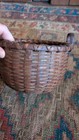Best Antique Early Primitive Small Wood Splint Double Handle Basket 7  Detailed