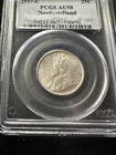 1917c  Pcgs Graded  Newfoundland Twenty-five   25 Cent    au-58    0656