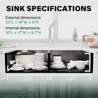 33  Undermount Kitchen Sink Double Bowl Stainless Steel Sink Black Workstation