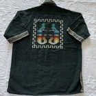70s Guatemalan Handwoven Mayan Short Sleeve Shirt L Embroidered Quetzal Bird Vtg