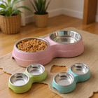 Pet Bowls 1pcs Stainless Steel Double Pet Bowls For Dog Cat Food Water Feeder No