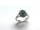 Native American Indian Handmade Ring Green Turquoise Sterling Silver Size 4