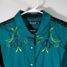Cruel Teal Embroidered Western Snap Long Sleeve Lace Trim Shirt Women s Xxl