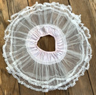 Vintage Girls Slip Petticoat Double Layer Tulle White   Pink Satin Elastic Waist