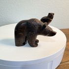 Wooden Bear   Eagle Figurine Carved Perched Vintage