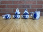 Vintage Miniature Hand Painted Delft Blue Style Porcelain Tea Set