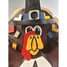 Vintage Wooden Folk Art Thanksgiving Turkey Eat Ham Handmade Holiday Whimsical