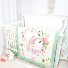 4-piece Crib Bedding Set  Baby Girl Set Butterflies Pink Flower