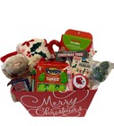Kids Christmas Gift Basket Teddy Bear Blanket Crafts Candy Toy Holiday Present