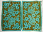 Vtg Fieldcrest Towel Set Of 6 60s 70s Sculpted Floral Turquoise Blue Olive Green