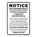 Equine Liability Sign  Statute Horse Barn Stable Farm Sign - 10 x 14  -  040