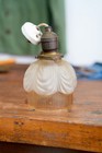 Vintage Art Deco Hanging Ceiling Light Fixture Pendant Lamp Ribbed Glass Brass