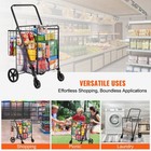 Jumbo Folding Shopping Cart Heavy Duty Utility Cart 360 Degree Swivel Wheels