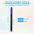 Dark Blue Permanent Fabric Markers For Cloths Coloring Drawing  6pack