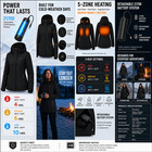 Women s Heated Jacket 5-zone 3 Heat Levels Hooded Wind-resistant Black
