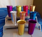 Lot 9 Vtg Anodized Aluminum Colorful Retro Metal Drinking Glasses 5  1 8 