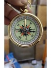 Antique Brass Pocket Compass     2  Vintage Nautical Compass   Handmade Flat