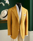 Linen 2 Pieces Men s Suits Yellow Summer Wedding Party Blazer Business Jacket