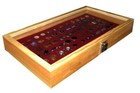 New Natural Wood Burgundy Cufflinks Display Organizer Storage Box Case