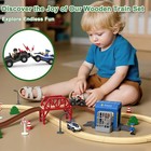 Wooden Train Set For Toddlers 52pcs Preschool Rail Set Educational Wood Toy