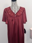 Vintage Vanity Fair Short Slv Solid Tuscan Wine Nightgown Burgundy Quilted Nwt L
