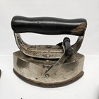 Antique Sad Iron With Detachable Wooden Handle Trivet 3 Pcs Lot Pat 1900