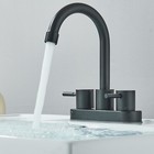 Black 4in Centerset Bathroom Sink Faucet 3 Hole Vanity Mixer 2 Handle With Drain