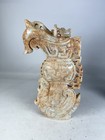 Pair Chinese 12 75   Tall Carved Hardstone Archaistic Gong Form Vessels Ewers