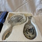 Vintage 3 Pc Vanity Dresser Set Hand Mirror Brush Comb Silver Plated Rose New