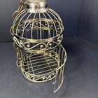 Decorative Vtg Style Golden Metal Bird Cage 13    Hang Or Tabletop Granny Cottage