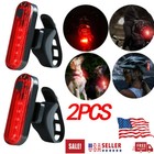 2-pack Led Bicycle Cycling Tail Light Usb Rechargeable Bike Rear Warning Light