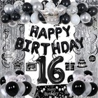 Black And Silver Birthday Decorations For Boys Girls  Black And White 16th