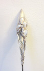 Antique Hatpin Elongated Embossed Silver Iris